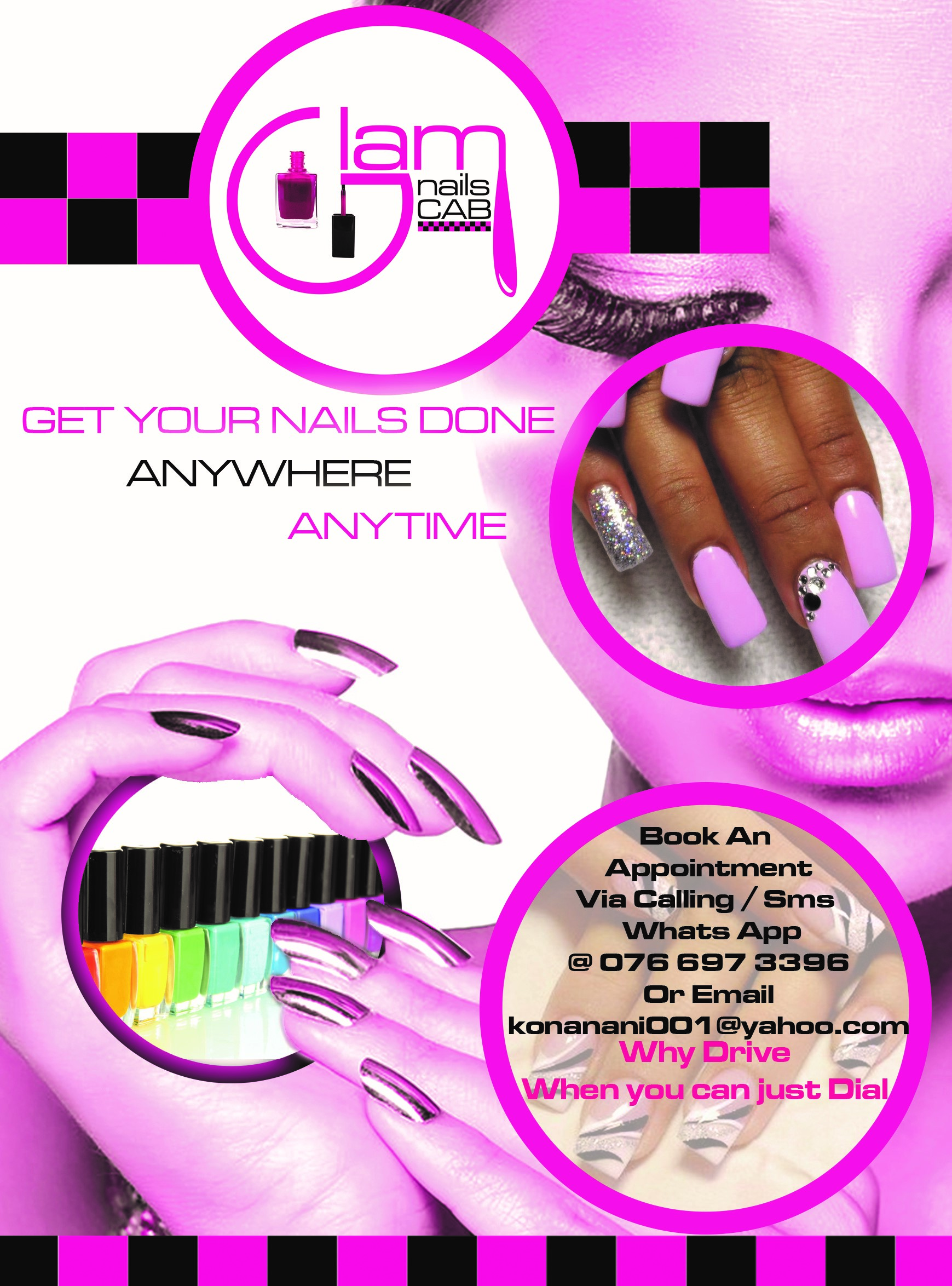 Glam Nails Cab service flyer